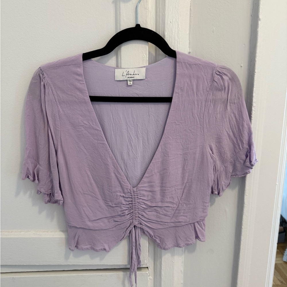 L'Academie Lilac Ruched Blouse
